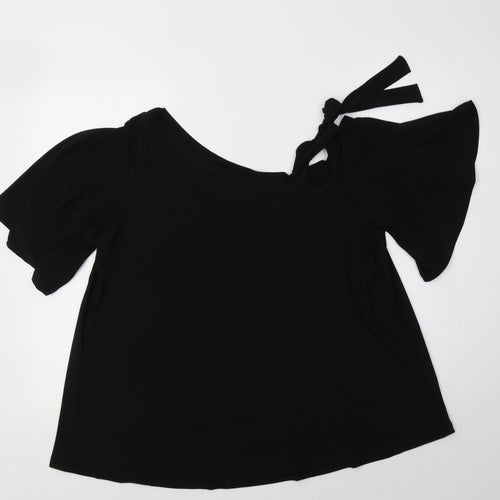 Very Womens Black  Polyester Basic Blouse Size 14 Boat Neck