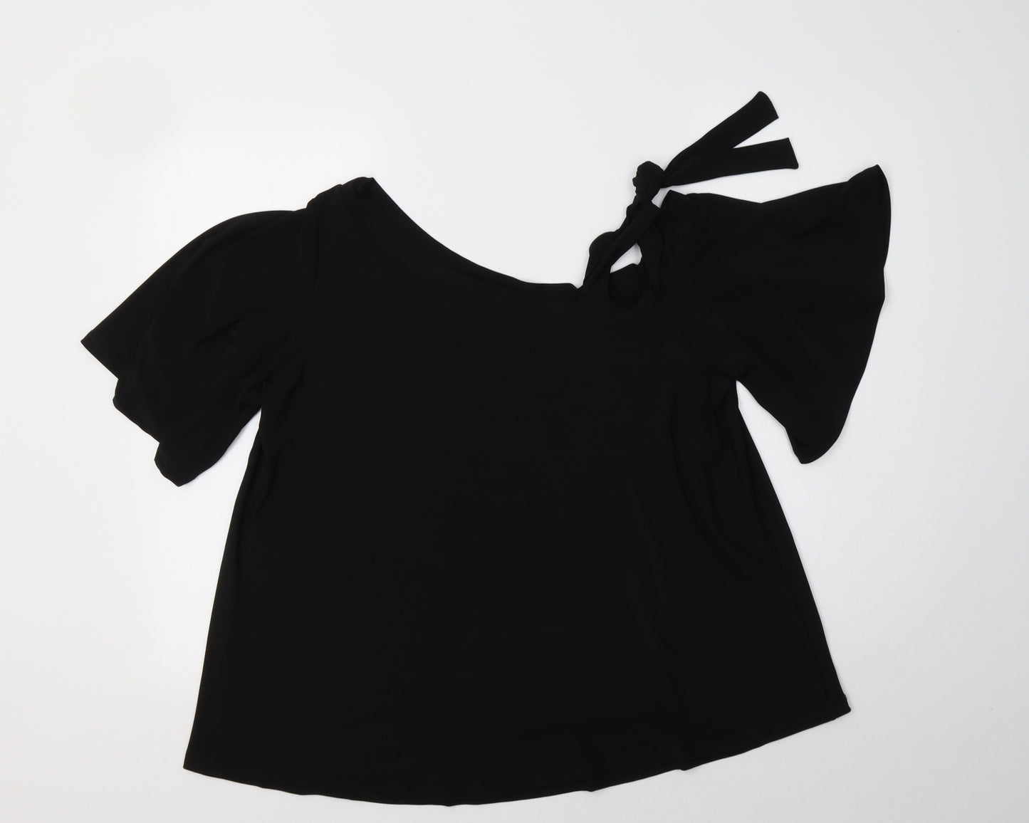 Very Womens Black  Polyester Basic Blouse Size 14 Boat Neck
