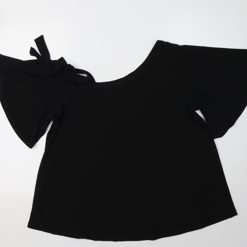 Very Womens Black  Polyester Basic Blouse Size 14 Boat Neck
