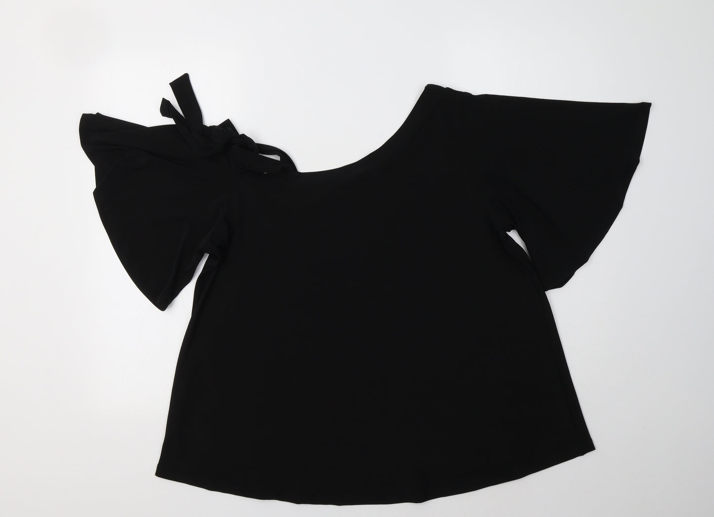 Very Womens Black  Polyester Basic Blouse Size 14 Boat Neck