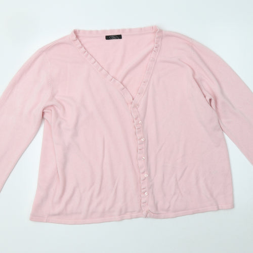 BM Womens Pink V-Neck  Acrylic Cardigan Jumper Size XL