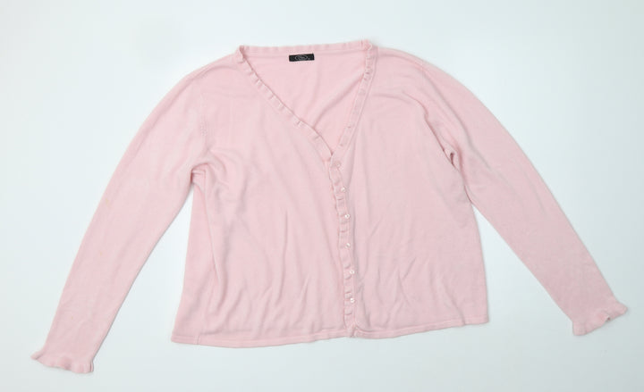 BM Womens Pink V-Neck Acrylic Cardigan Jumper Size XL