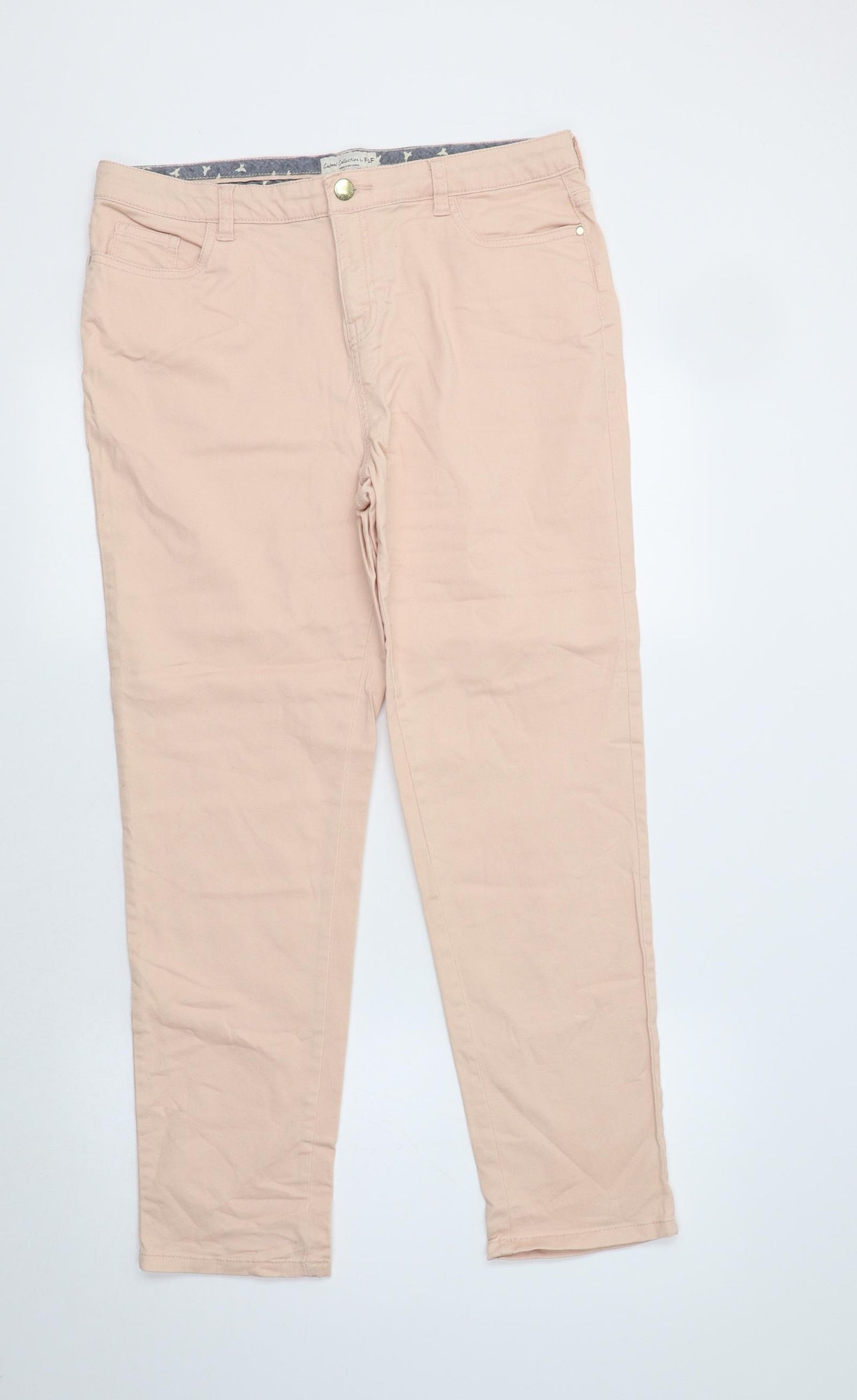 F&F Womens Pink  Cotton Straight Jeans Size 12 L28 in Regular