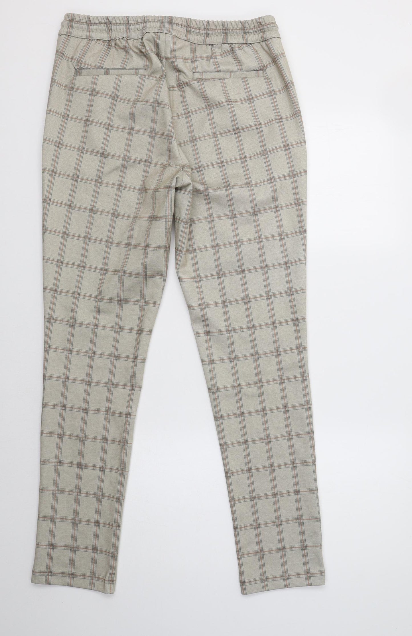 JACK & JONES Mens Beige Check Polyester Jogger Trousers Size S L31 in Regular