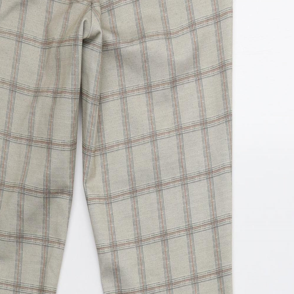 JACK & JONES Mens Beige Check Polyester Jogger Trousers Size S L31 in Regular
