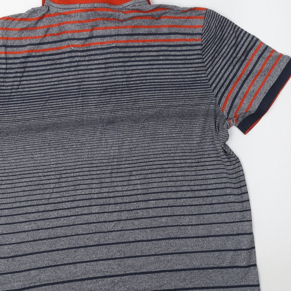 HUGO BOSS Mens Blue Striped Cotton  Polo Size XL Collared