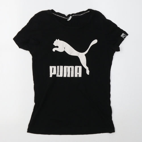 PUMA Girls Black  Cotton Basic T-Shirt Size 11-12 Years Crew Neck