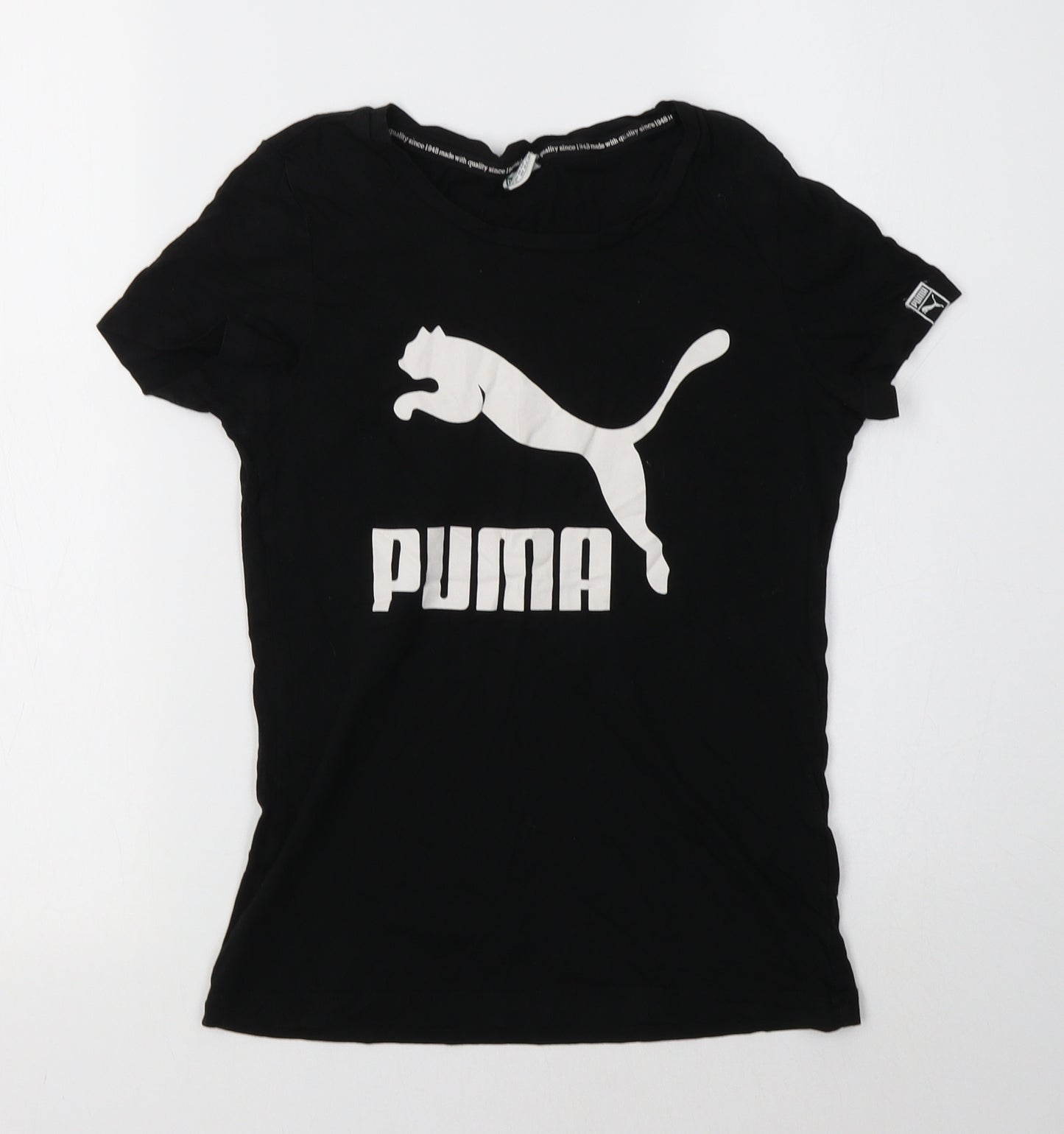 PUMA Girls Black  Cotton Basic T-Shirt Size 11-12 Years Crew Neck