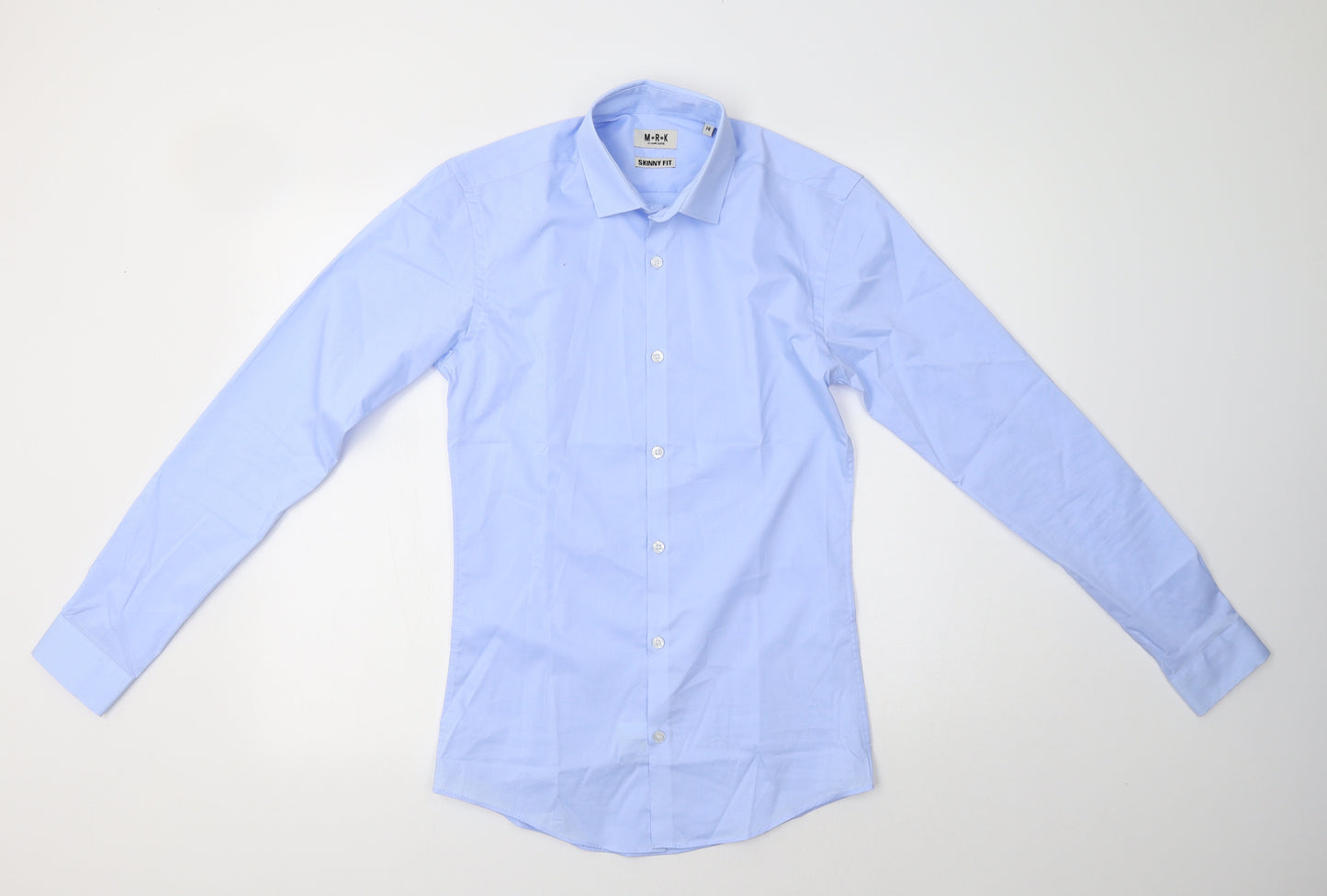 MRK by Mark Slater Mens Blue  Cotton  Dress Shirt Size 14 Collared