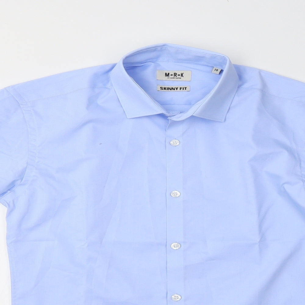 MRK by Mark Slater Mens Blue  Cotton  Dress Shirt Size 14 Collared