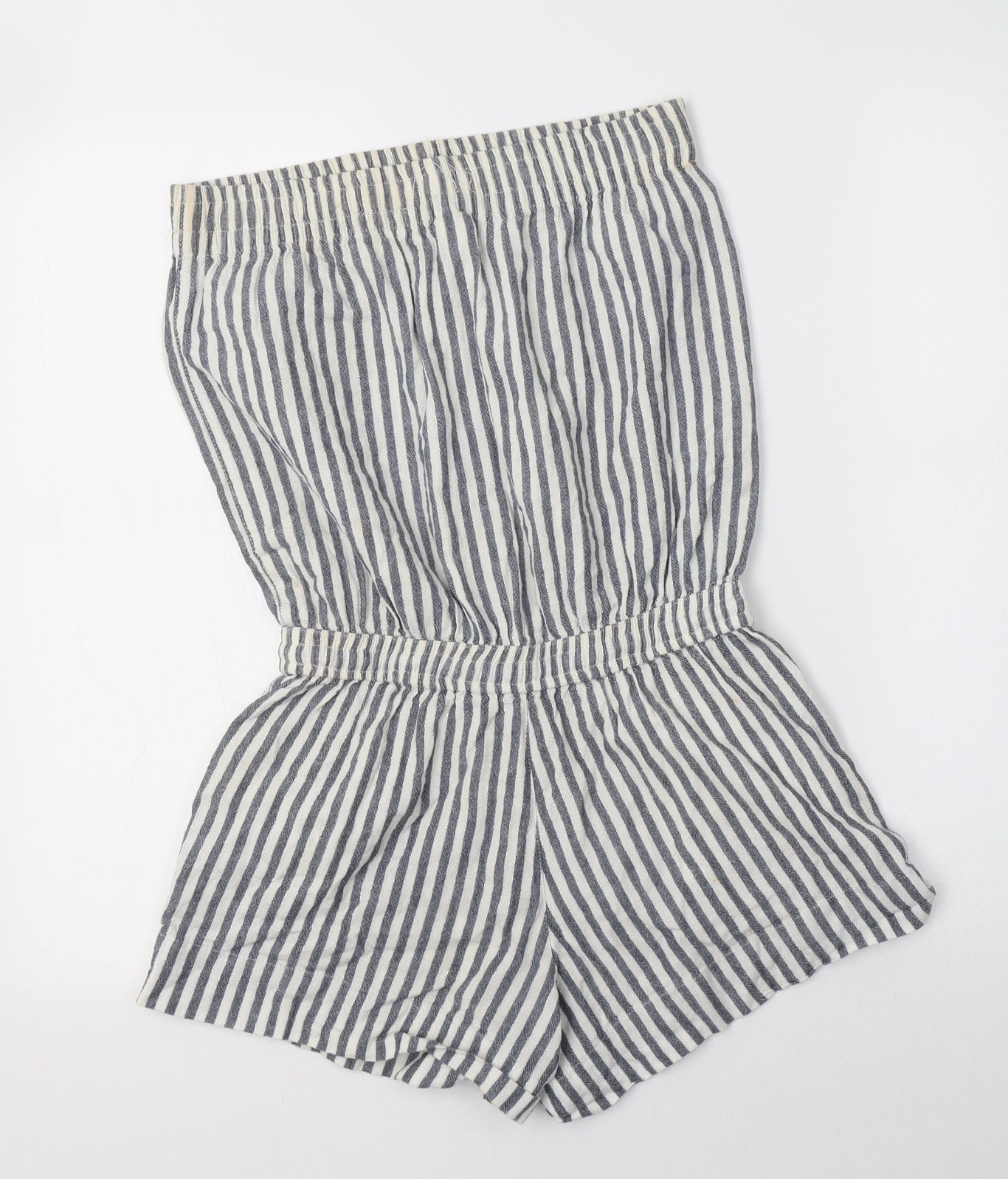 Primark Womens Grey Striped Cotton Playsuit One-Piece Size 8