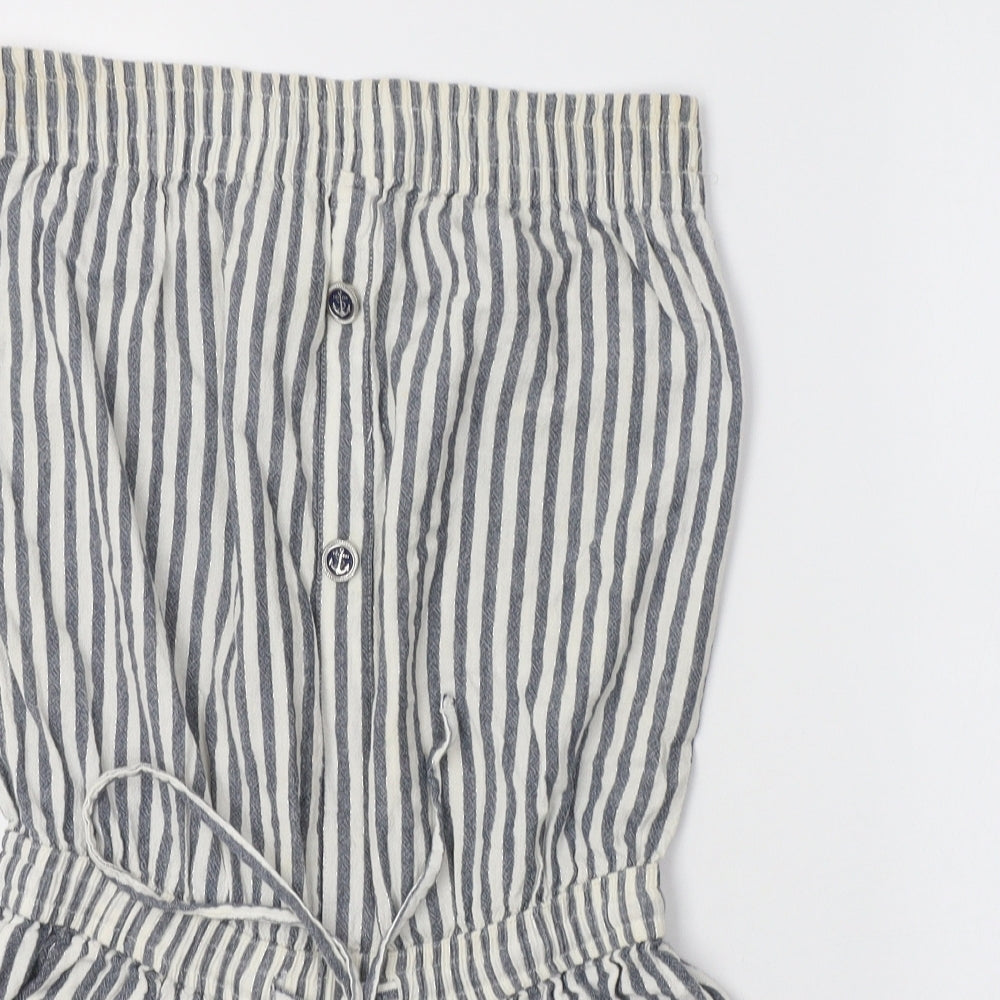 Primark Womens Grey Striped Cotton Playsuit One-Piece Size 8