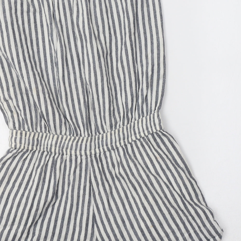 Primark Womens Grey Striped Cotton Playsuit One-Piece Size 8