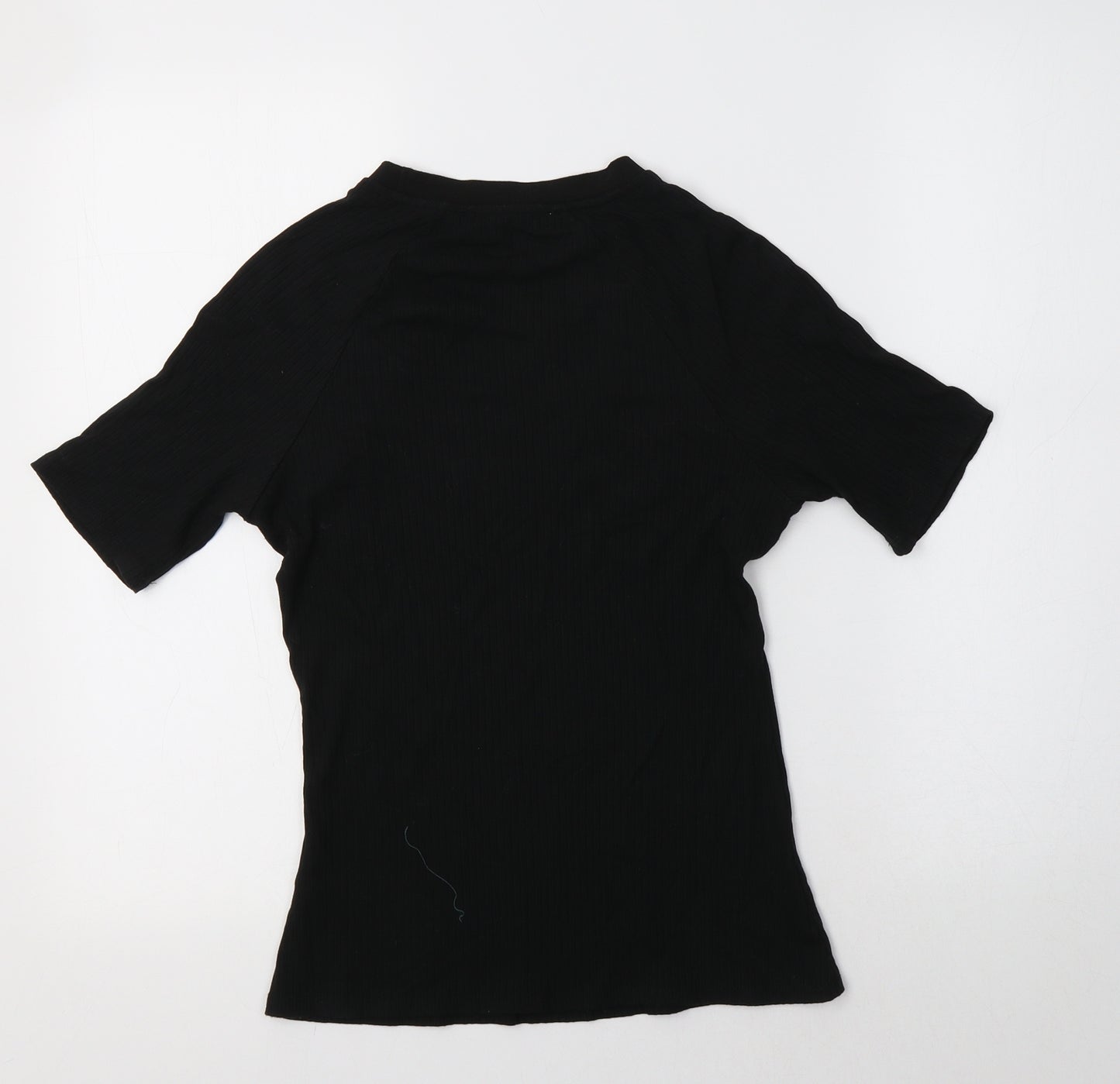 Michelle Keegan Womens Black  Viscose Basic Blouse Size 10 Crew Neck