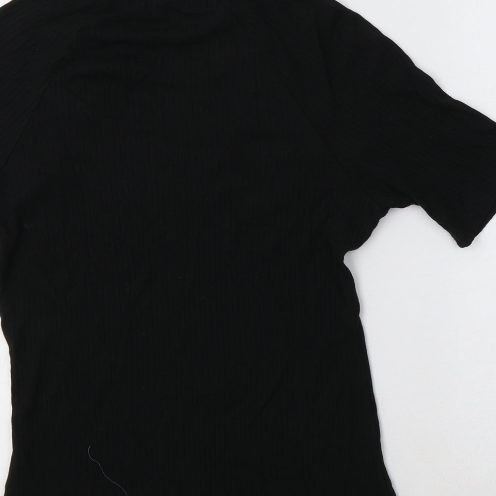 Michelle Keegan Womens Black  Viscose Basic Blouse Size 10 Crew Neck