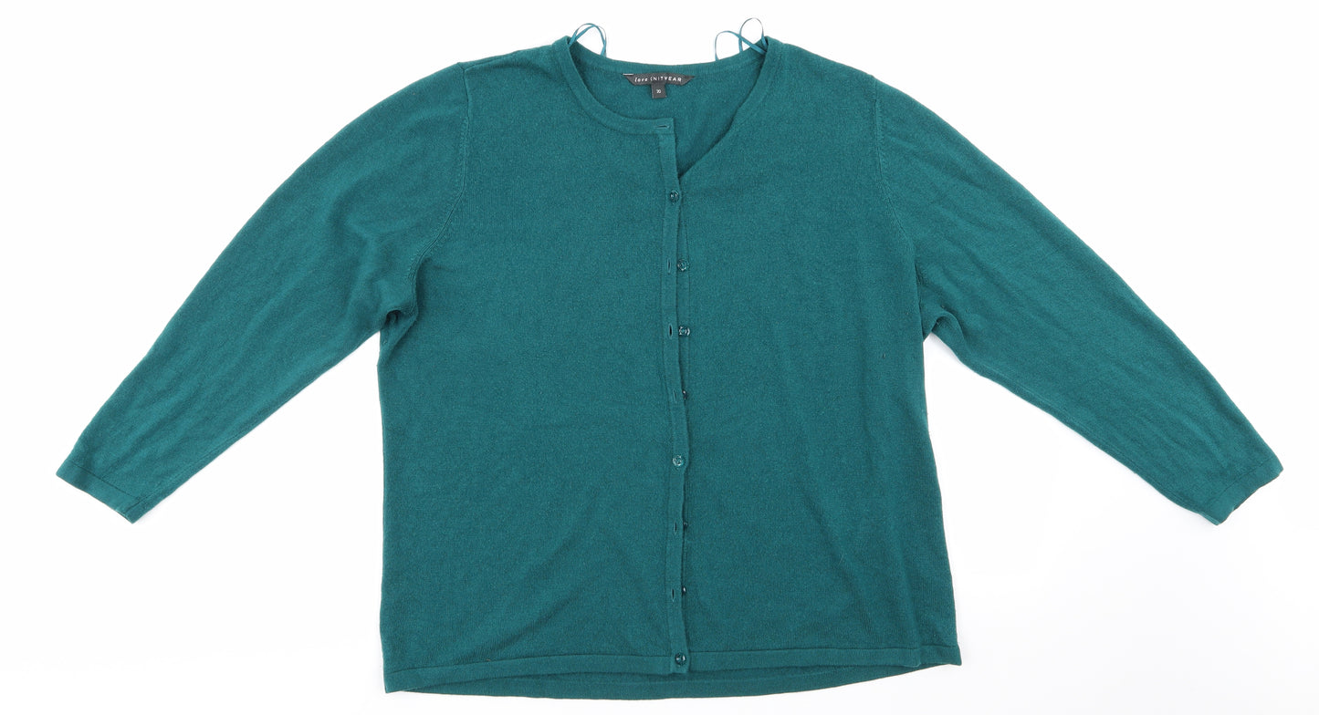 Love Knitwear Womens Green Round Neck  Acrylic Cardigan Jumper Size 20