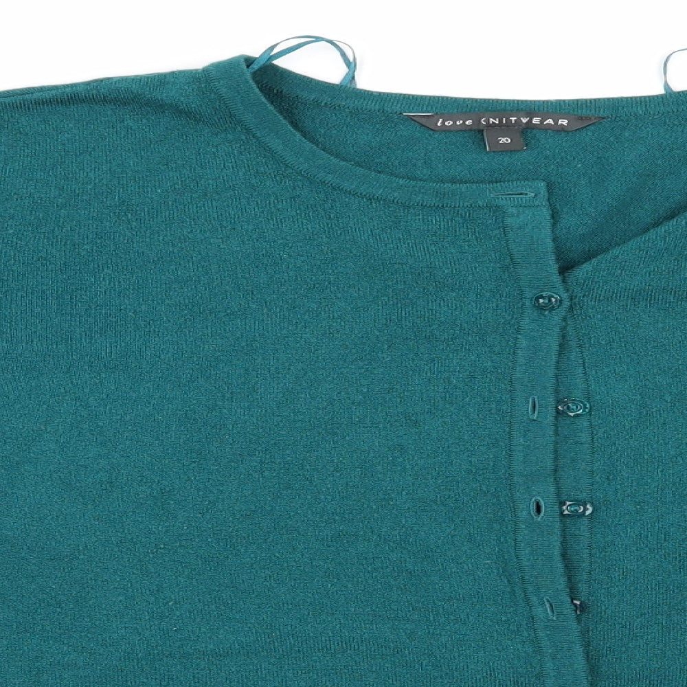 Love Knitwear Womens Green Round Neck  Acrylic Cardigan Jumper Size 20
