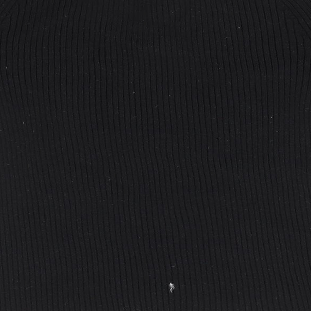 River Island Womens Black Boat Neck  Viscose Pullover Jumper Size 8   - Skinny Rib Style White Hem & Cuffs