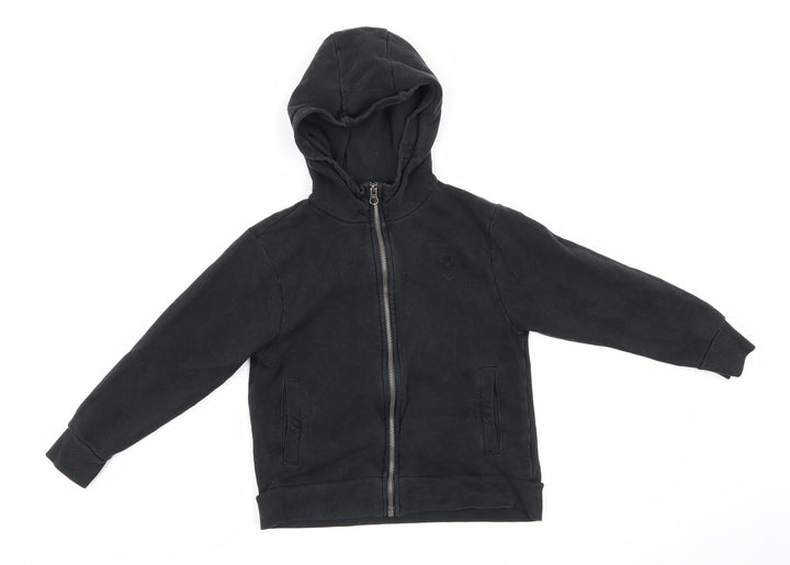 NEXT Boys Black  Cotton Full Zip Hoodie Size 6 Years   - Stag Logo