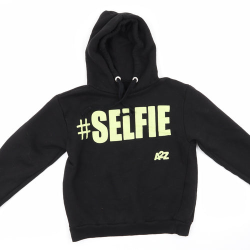 A2Z for Kids Boys Black  Polyester Pullover Hoodie Size 13 Years   - # Selfie