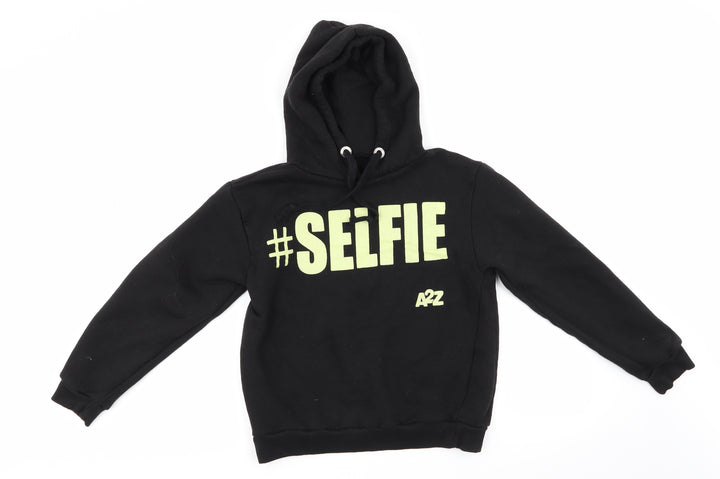 A2Z for Kids Boys Black  Polyester Pullover Hoodie Size 13 Years   - # Selfie