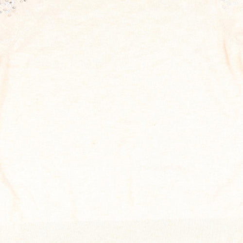 Wallis Womens Orange Round Neck  Viscose Pullover Jumper Size S   - Pale Peach Detailed shoulders