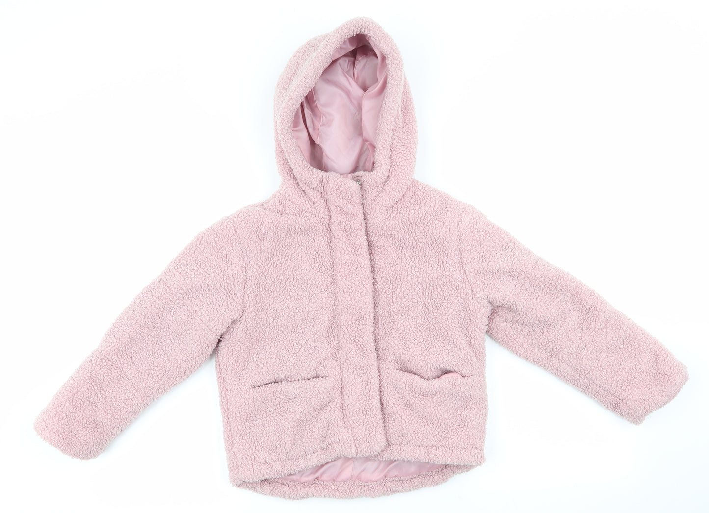 Primark Girls Pink   Overcoat Coat Size 7-8 Years   - Loop effect finish