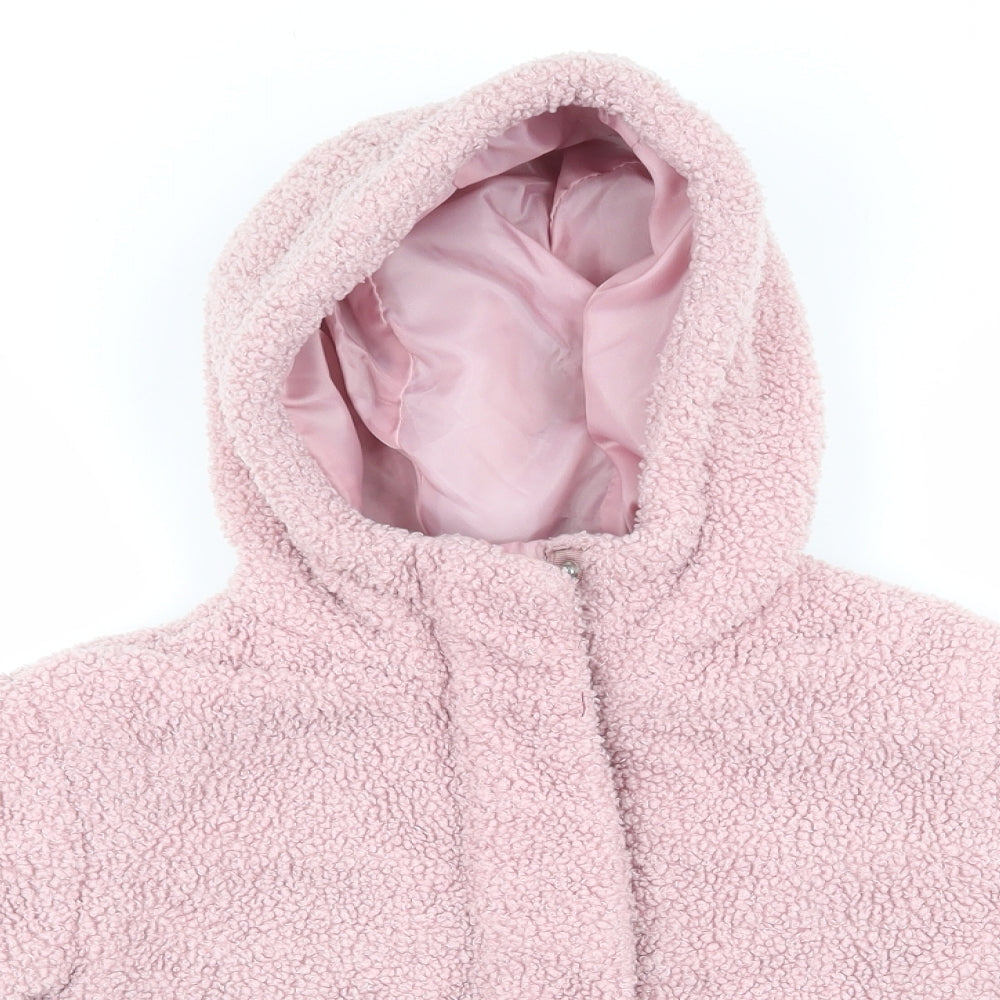 Primark Girls Pink   Overcoat Coat Size 7-8 Years   - Loop effect finish