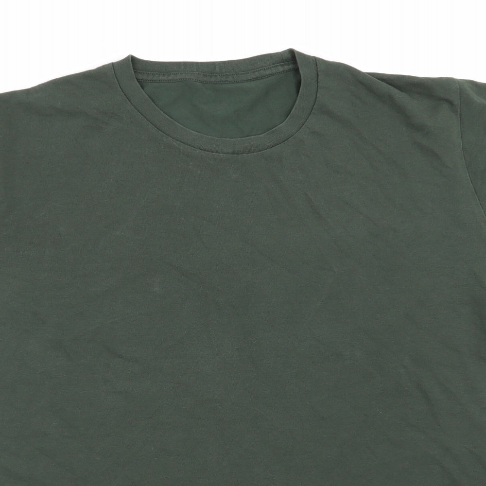 Uniqlo Mens Green  Cotton  T-Shirt Size M Round Neck  - Dark Green