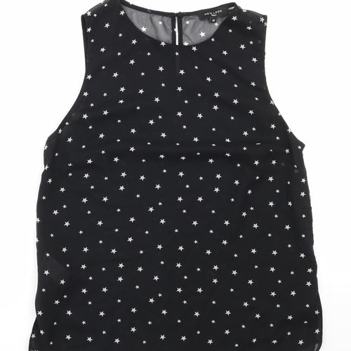 New Look Womens Black  Polyester Basic Blouse Size 12 Round Neck - Star Print