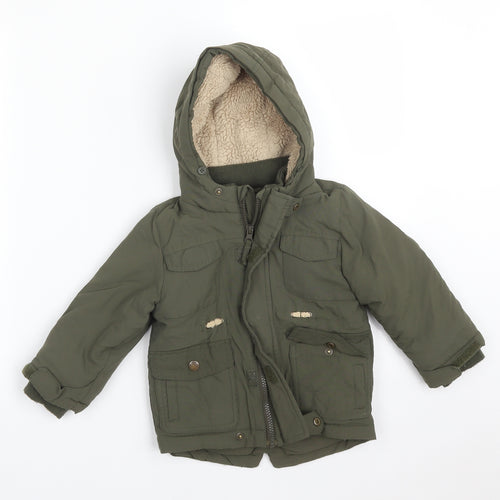 M&S Boys Green   Overcoat Coat Size 18-24 Months