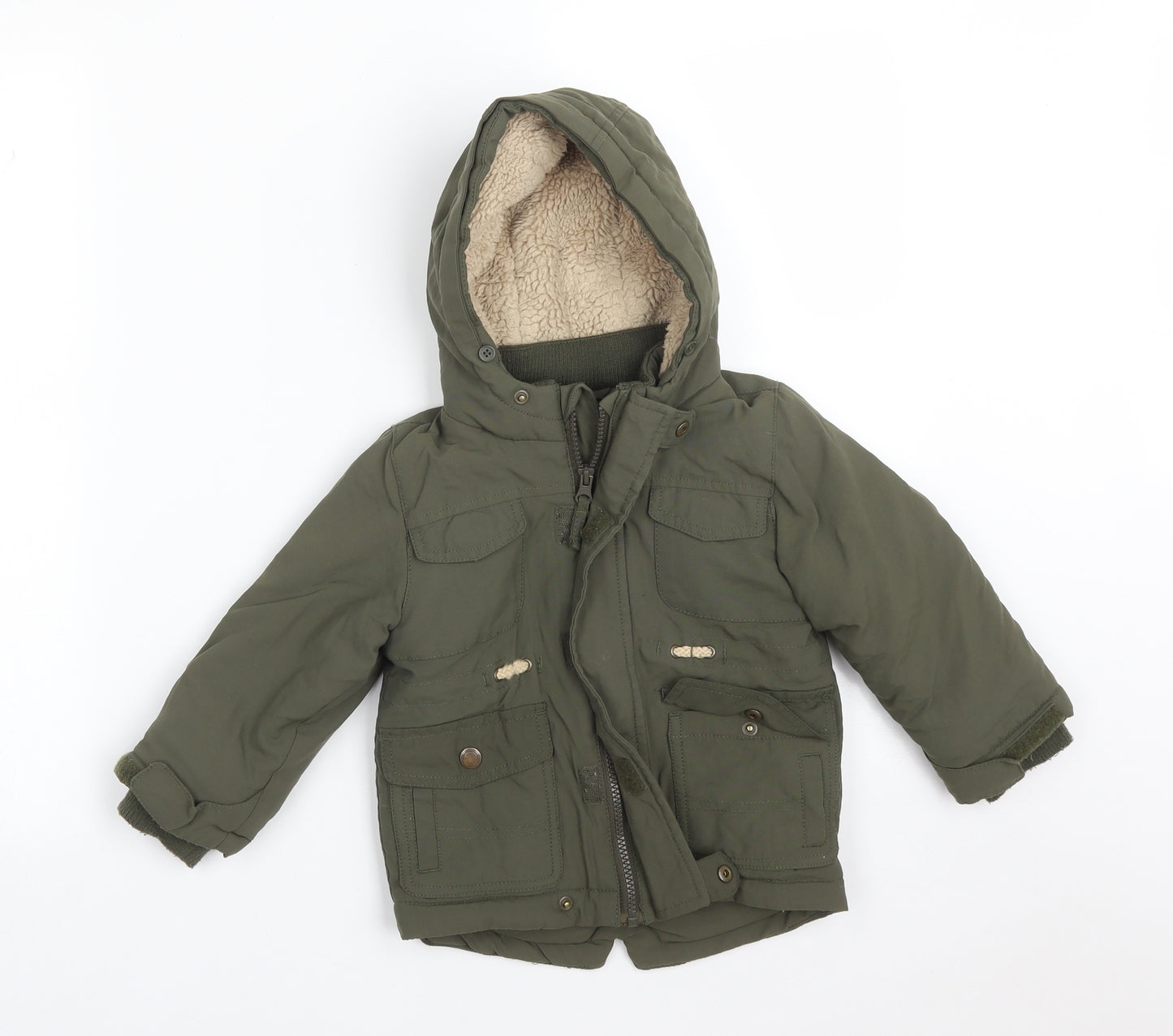 M&S Boys Green   Overcoat Coat Size 18-24 Months