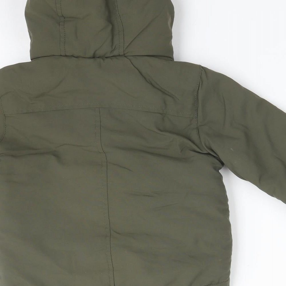 M&S Boys Green   Overcoat Coat Size 18-24 Months