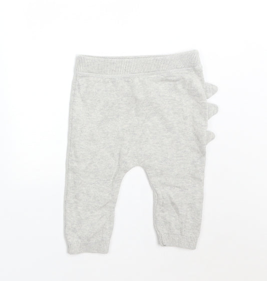 Front view of Tu Baby Grey Cotton Trousers, size 3-6, Months