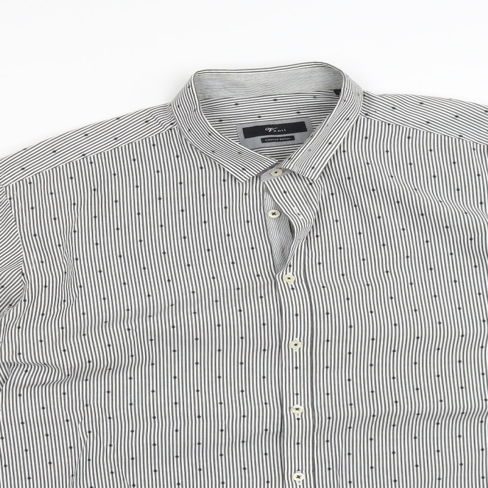 Venti Mens Multicoloured Striped Cotton  Dress Shirt Size XL Collared