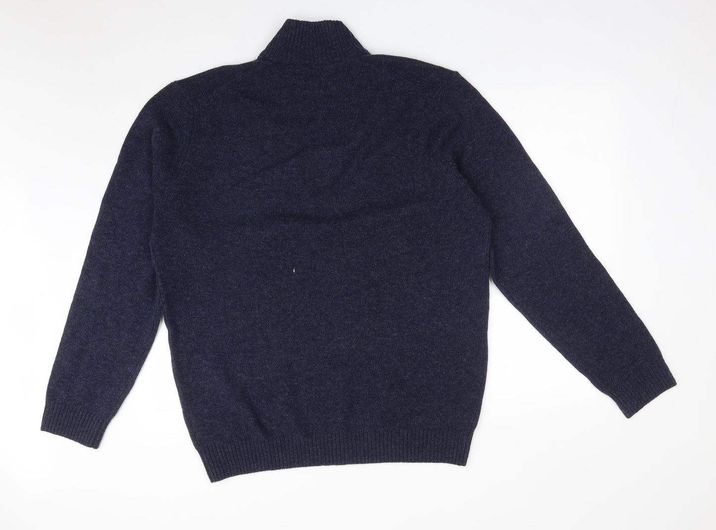 M&S Mens Blue High Neck  Wool Pullover Jumper Size XL