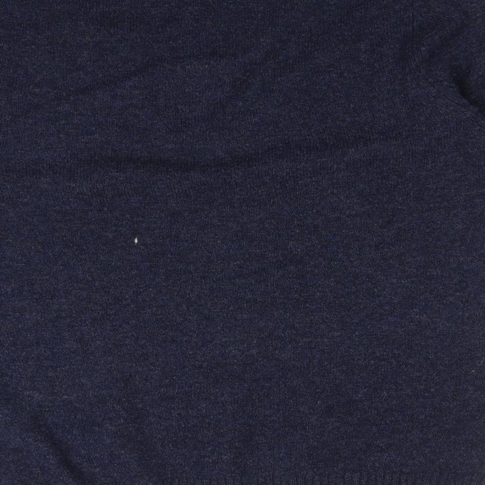 M&S Mens Blue High Neck  Wool Pullover Jumper Size XL