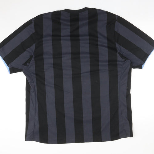 Umbro Mens Black Striped Polyester  T-Shirt Size 48 V-Neck  - MCFC Etihad Airways