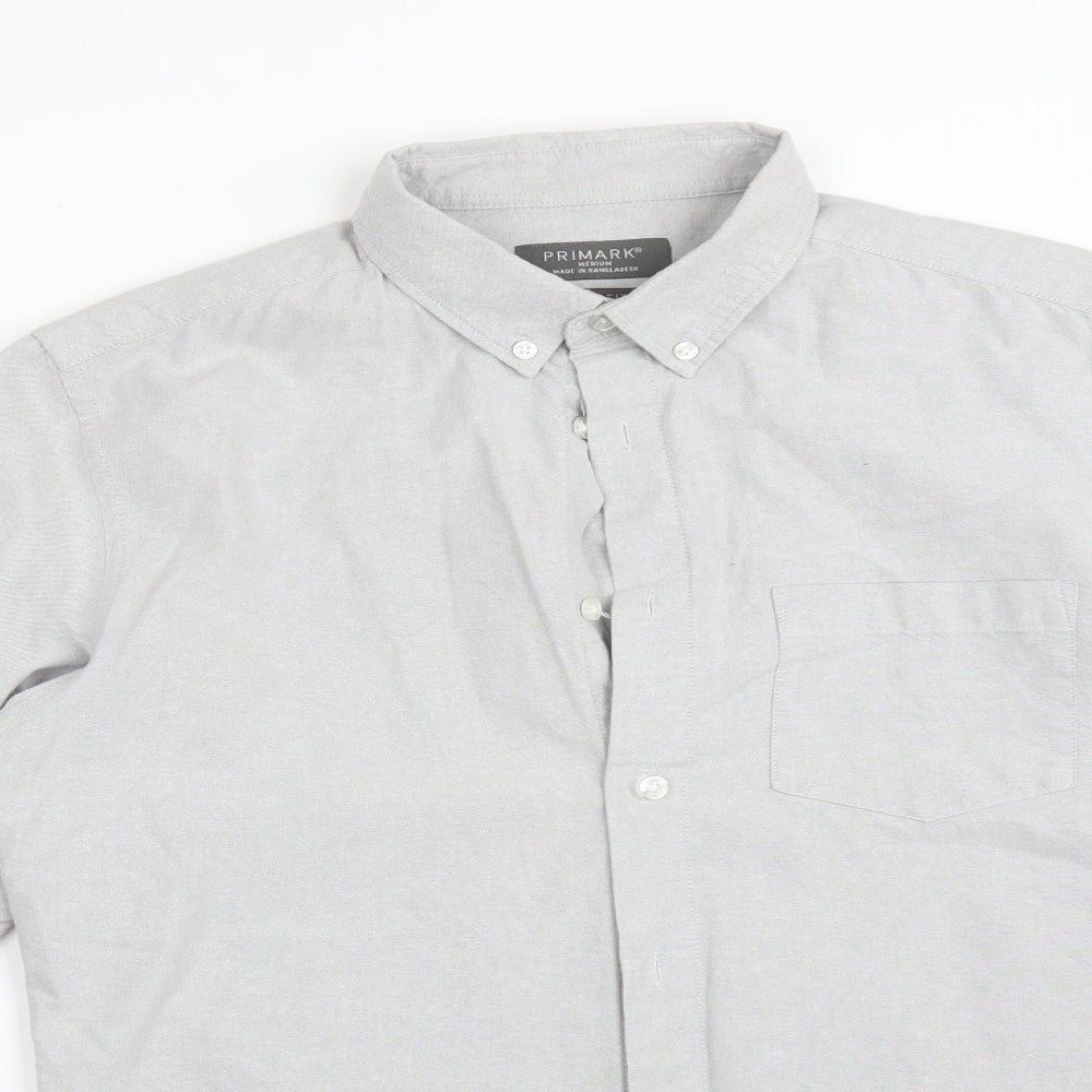 Primark Mens Grey  Cotton  Dress Shirt Size M Collared