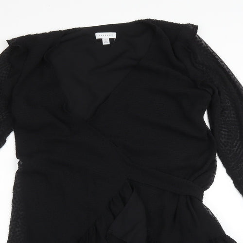 Topshop Womens Black  Polyester Wrap Dress  Size 10  V-Neck
