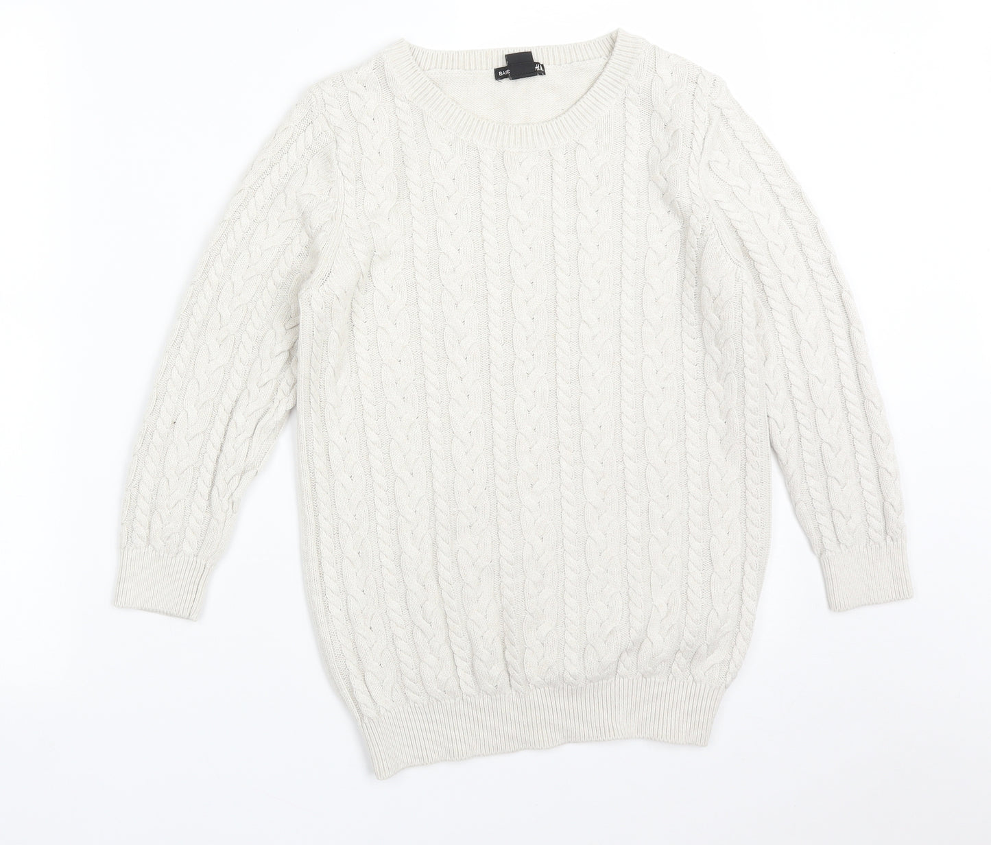 H&M Womens White Striped Polyamide Pullover Sweatshirt Size S