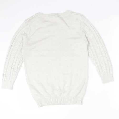 H&M Womens White Striped Polyamide Pullover Sweatshirt Size S
