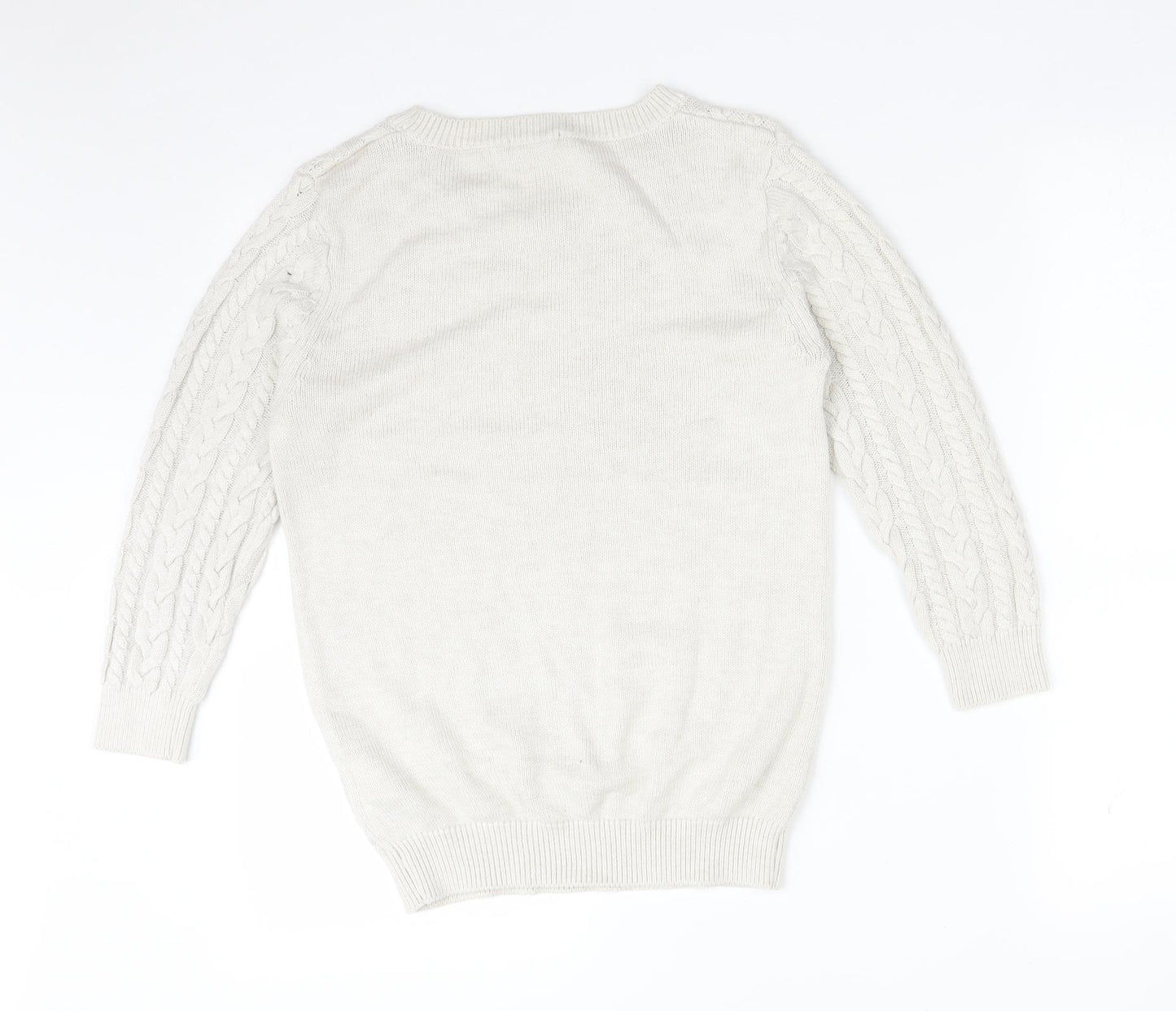 H&M Womens White Striped Polyamide Pullover Sweatshirt Size S