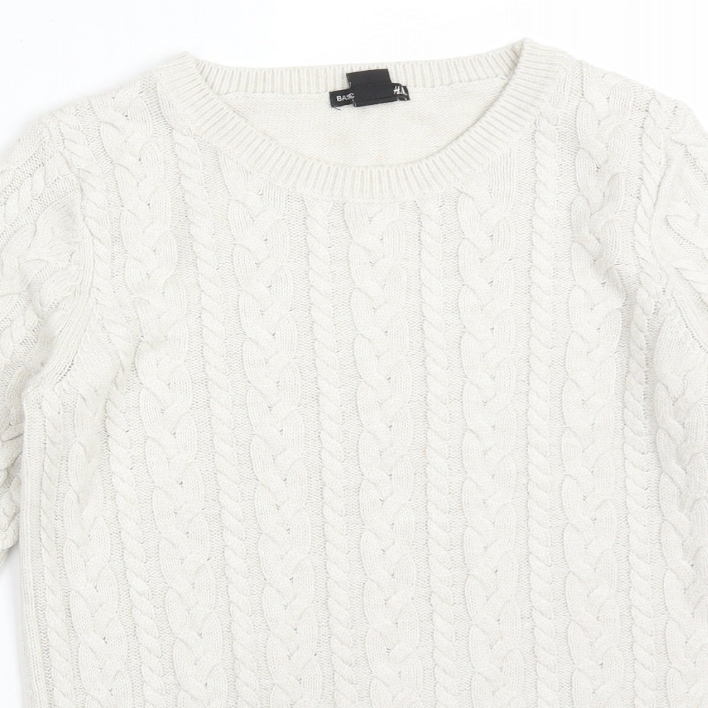 H&M Womens White Striped Polyamide Pullover Sweatshirt Size S