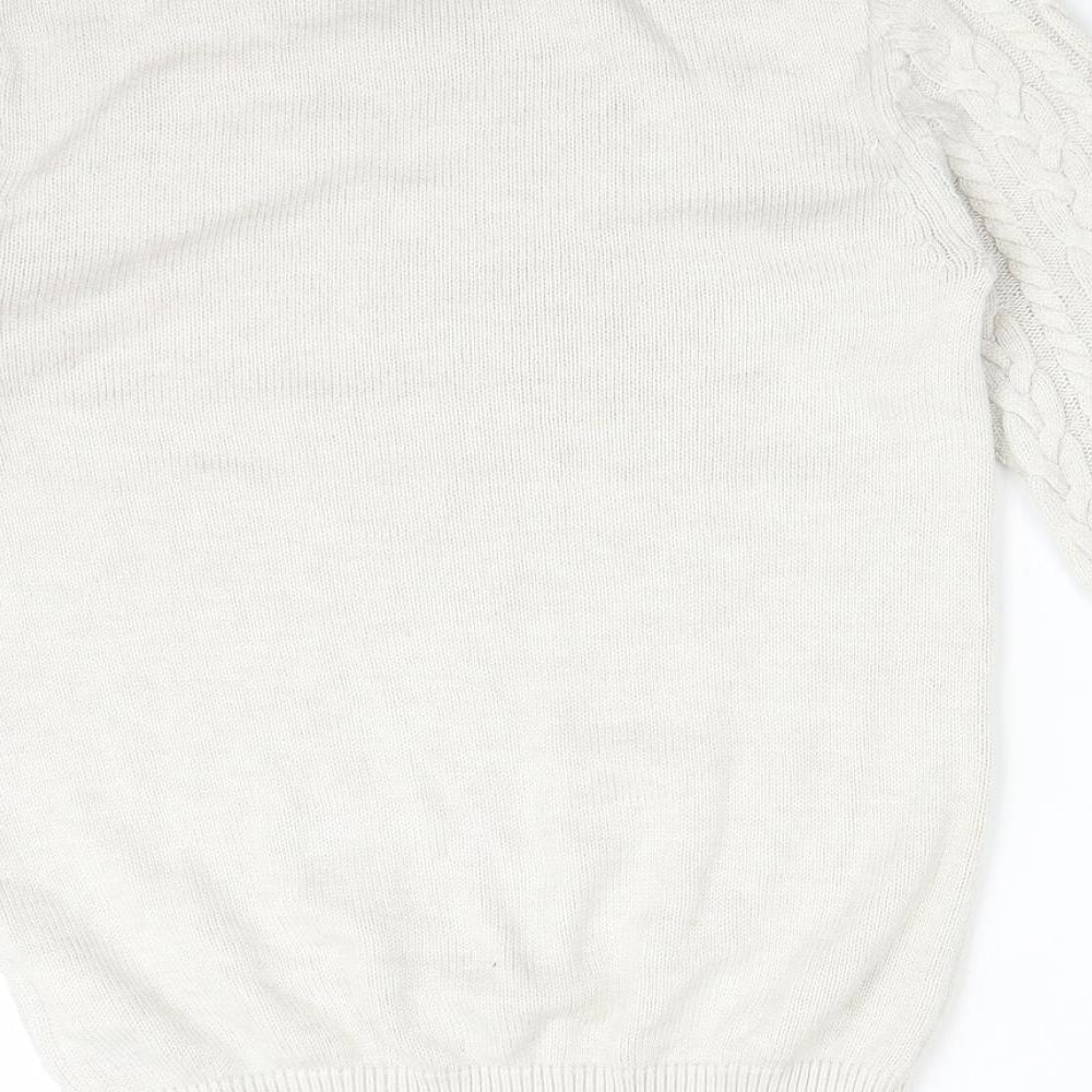H&M Womens White Striped Polyamide Pullover Sweatshirt Size S