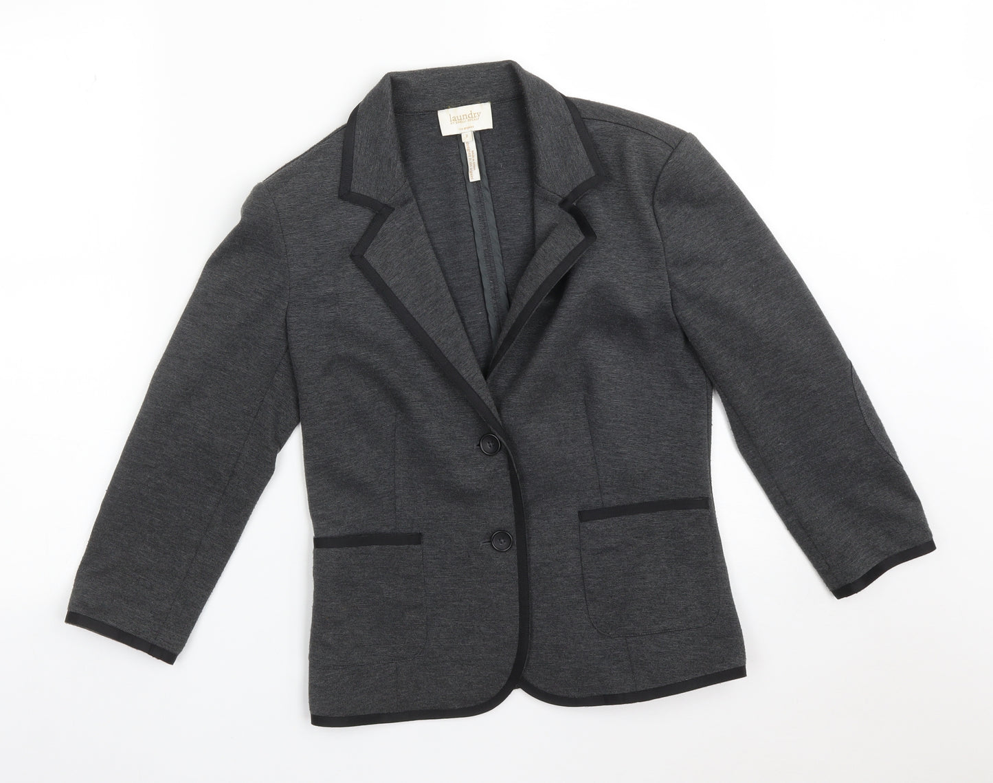 SHELLI SEGAL Womens Grey  Polyester Jacket Suit Jacket Size 2