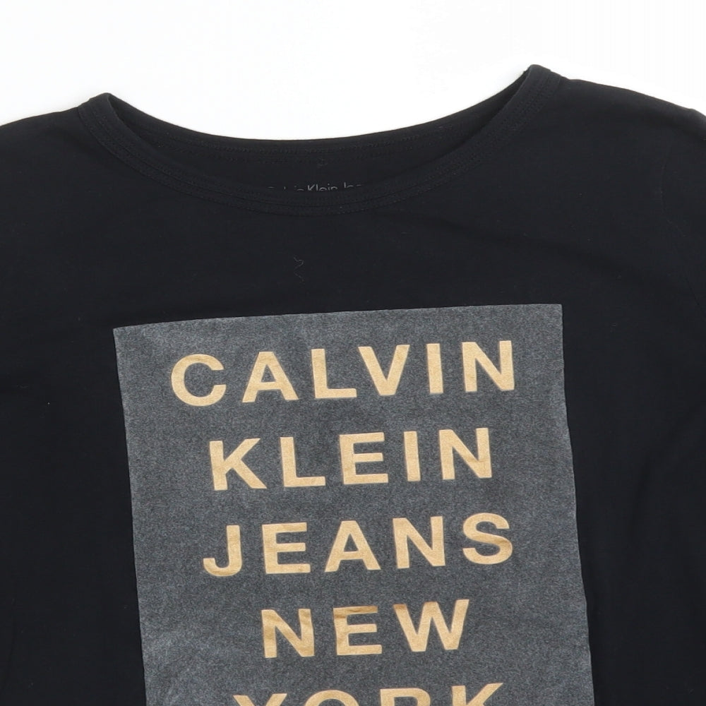 Calvin Klein Mens Black  Cotton  T-Shirt Size S Round Neck  - CALVIN KLEIN JEANS NEW YORK