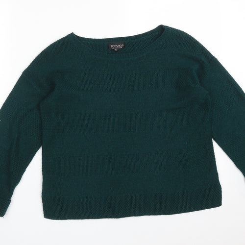 TPOSHOP Womens Green  Acrylic Basic T-Shirt Size 10 Round Neck