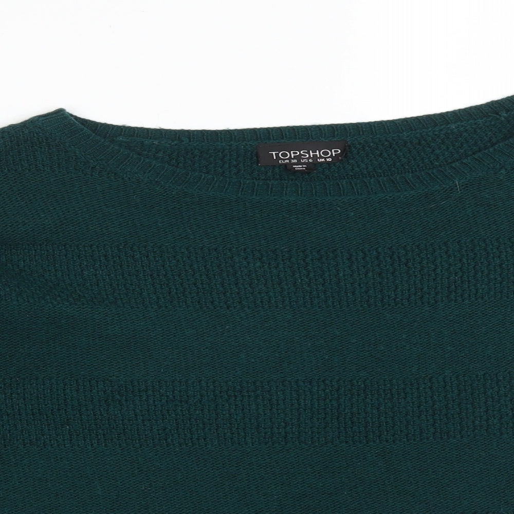 TPOSHOP Womens Green  Acrylic Basic T-Shirt Size 10 Round Neck