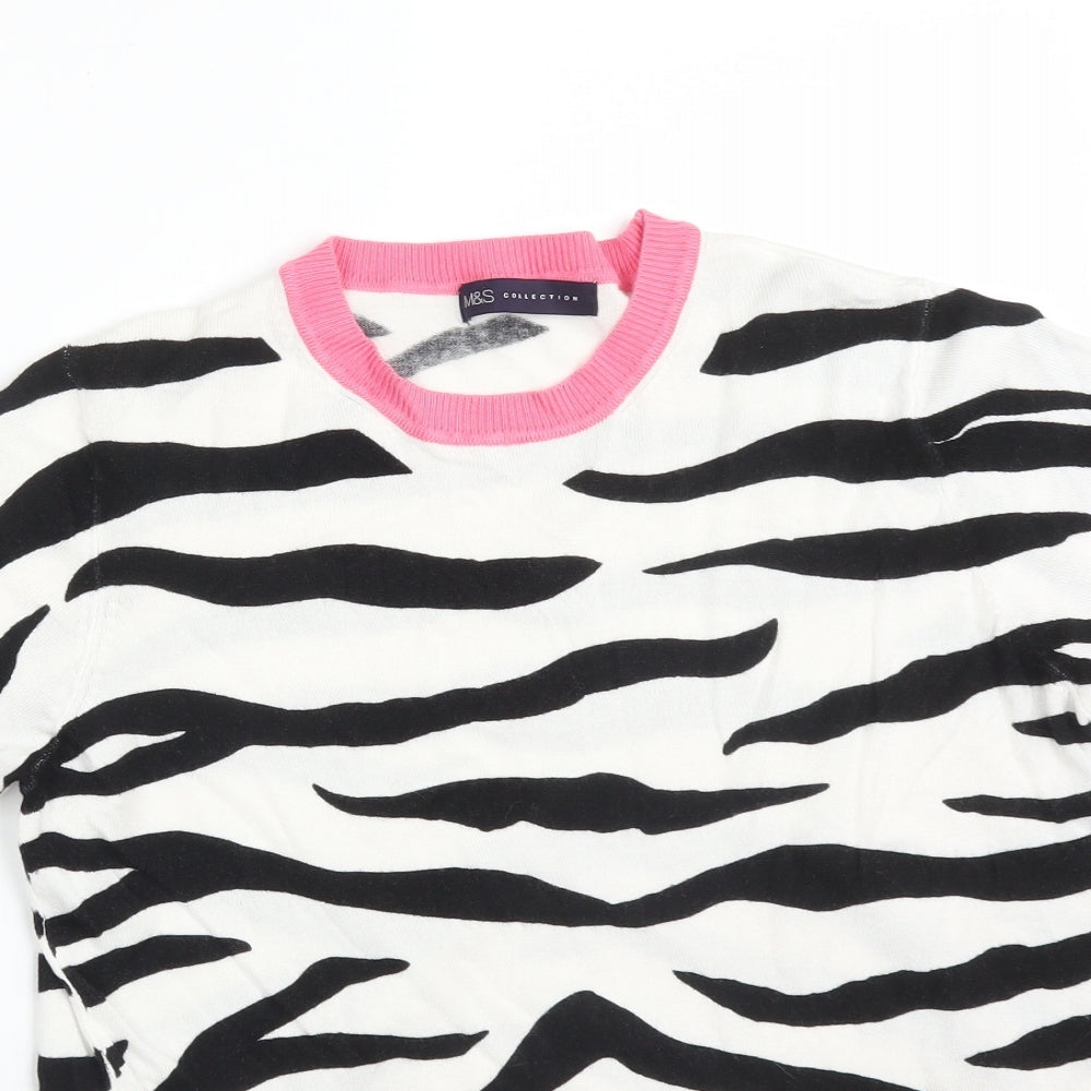 &S Womens Multicoloured Animal Print Viscose Basic T-Shirt Size 12 Round Neck